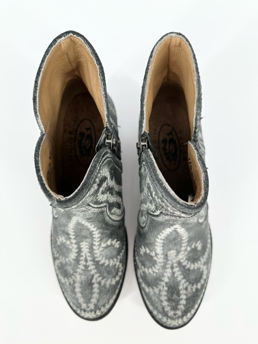 Sterling River Leather Embroidered Ankle Boots - Picture 6 of 10